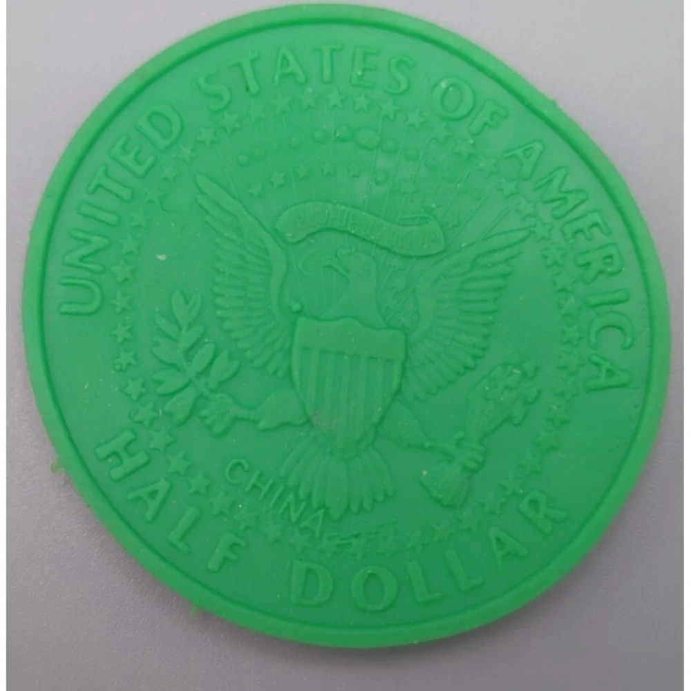 Novelty 1964 JFK Kennedy US‎ Half Dollar Eraser Green Rubber Error Coin Gag Gift